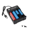 Chargers 4.2 V Chargeur Quatre emplacements Liion Batterie USB Charge indépendante Portable Electronic 10440 14500 16340 16650 14650 18350 1850 Dhryl
