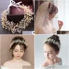 Hårsmycken Forseven Goldsier Color Pearls Headband Headpieces Women Kids Tiara Bride Coroa Noiva Accessories Drop Dhgarden Dhoei