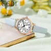 Wristwatches GEDI 2023 Trend Women Watches Luxury Waterproof Ladies Quartz Watch Leather Strap Fashion Casual Thin Woman Clock Gift Girls