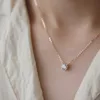 Élégant collier en or 14 carats avec diamants 0,2 ct S925 en argent sterling avec diamant solitaire pour femme