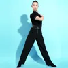 Stage Wear Latin Dance Tops Men Summer Ballroom Practice Short Sleeve Tango Dancing Salsa Clothing Black Costume DQ7002