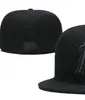 2023 Unisex-Baseballmützen von Los Angeles, fertig vorrätig, angepasste Kappen, Buchstabe A, Hip-Hop-Größenhüte, Casquette-Baseballmützen für Erwachsene, flacher Schirm, für Männer und Frauen, vollständig geschlossen, Größe 7 8 A3l40