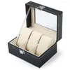 Bolsas de jóias 40% de couro falso 3 slots relógios Bracelets Display Storage Storage Box Caixa Organizador