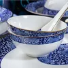 Servis uppsättningar Duci Jingdezhen 58 stycken Bone China Table Sware Bowls and Rishs Home Gifts Blue White In Glaze