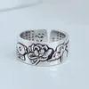 Cluster Rings Silver 925 Jewelry Lotus Fish Heart Ring Vintage Sterling Open For Women National Elegant Accessories