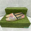 2023- 플로럴 Espadrille Flats Fisherman Canvas 신발 여성 디자이너 로퍼 여름 디자이너에 미끄러짐 Lady Multiple Colors