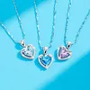 Blue Cubic Zirconia Heart Pendant Necklace Women Elegant Custom Fashion Jewelry Dainty Crystal Gemstone Love Heart Pendant