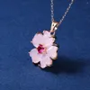 Pendant Necklaces Aesthetic Pink Flower Bridal Wedding Necklace Romantic Female Party Accessories Chic Gift Statement For Women