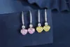 Dangle Earrings Zhanhao S925 Silver Heart Shaped Simulated Yellow Pink Diamond For Women