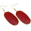 Brincos dangles Tumbeelluwa Red Crystal Glass Oval Drop Charm Color Gold Color Jóias para mulheres