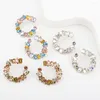Stud Earrings Fashion Exaggerated Colorful Crystal C-shaped For Women Big Female Champagne Glass Stone Ear Wedding Jewelry