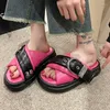 Slippare Summer Oxford Rom Platform Mid Heels Women Buckle Fad Party Slides Flip Flop Shoes Sandaler