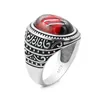 Cluster Rings Men's Zircon Ring 925 Sterling Silver Vintage Ladies Red Gem Antique Turkish Handmade Gemstone Jewelry Gift