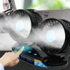 Fans MITCHELL Car Double Head Fan 12V 24V Car Fan Truck 12 Speeds 360 Rotatable Cooling Fan with Temperature Humidity LED Display