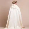 2019 Long Bridal Champagne Cloak Hooded Satin Wedding Party Cape Wrap Plus Size287J