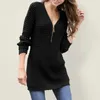 Casual Dresses Fall 2023 Sweater Dress Female Long Sleeve Front Zipper V Neck Mini Straight White Red Black Navy Blue Vestidos