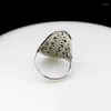 Clusterringen FNJ 925 SILVER VERSTAKING Bloemring Marcasite Fashion origineel S925 Sterling voor vrouwelijke sieraden verstelbare maat