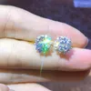 Серьги -грибы моделируют Moissanite Diamond Женский роскошный хрустальный циркон Vintage 925 Серебряные украшения двойной для женщин