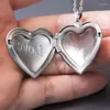 Chaînes En Gros 10 pc Poli Gravé Amour Coeur Flottant Médaillon Charmes Pendentif Femmes Collier Colliers Famille Mémoire Bijoux Cadeau