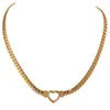 Colar de corrente de coração aço inoxidável para mulheres textura de metal de moda colar de gola plana de colares à prova d'água Gift Gift Gift
