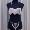 Designer Beach Rhinestone shining claw chain Body chain set sexy shiny underwear set Chest Chain Panties nightclub style fashion dress show bra T-back Jewelry 1159