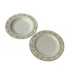 Assiettes coréennes assiette en céramique florale ronde vague bord plateau à Dessert Western Steak plateau à salade gâteau Snack plat vaisselle Vintage