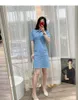 Casual Dresses M-Aje Roetic Jacquard Knit Mini Dress Sky Blue New New