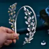 Retro Wedding Bridal Crystal Headband Leaf Hairband Pageant Crown Tiara Rhinestone Headpiece Hair Accessories Party Prom Jewelry Headdress Silver