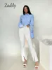 Camicie Zadily 2023 Primavera Stile coreano Camicia bianca a maniche lunghe Donna Bottone sexy Ladies Crop Top Camicetta Street New In Abbigliamento femminile