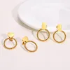 Backs Earrings Twisted Rope Heart Stud For Women Dainty Stainless Steel Dangle Ear Charm Square Hoop Huggie Party Jewelry