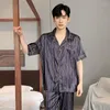 Vêtements de nuit pour hommes printemps été homme pyjama ensembles pyjamas en soie pour hommes grande taille maison vêtements pyjamas costume porter vêtements de détente homesuits