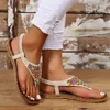 Sandalet Kadın Yaz 2023 Moda Rahat Açık Açık Terlik Terlik plaj Bohem Kadınlar Flats Kristal Roma Ayakkabı Zapatos