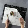 Tapis de table 2 pcs/Lot marbrure 45x32 cm Rectangle napperon en cuir tissu étanche tapis d'isolation résistant à l'huile décoration de la maison Restaurant