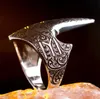 Toca de cluster thumb prata anel personalizado kayi tribo ertugrul símbolo iyi artesanato bowman homens