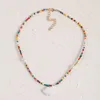 Hänge halsband strandstil trendig enkel kvinnors handgjorda flerfärgade glas pärlor hartsharts vita moln hängen för kvinnor smycken gåva