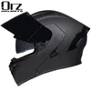 Motorfietshelmen 2023 Nieuwste helmveiligheid Modulaire Flip Voyage Racing Dual Lens interieur vizier stip goedgekeurd