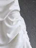 Vestidos casuales Mini vestido blanco para mujer Cuello asimétrico Detalle torcido Una manga larga Bodycon Party Night Reunidos Recortado Sexy