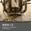 Pendelleuchten im chinesischen Stil, Kupfer-Kronleuchter, Lampe im Wohnzimmer, modernes minimalistisches Esszimmer, Schlafzimmer, runder Designer