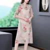 Sukienki swobodne chiński styl ulepszona cheongsam długa spódnica 2023 Summer retro Temperament Show cienką bogatą sukienkę taitai