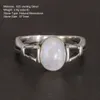 サイドストーン付きReal 925 Sterling Silver Bella Ring調整可能なオープニングナチュラルムーンライトジェム230512