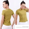Chemise de sport T-shirt Combinaison de yoga Dew Exercice à séchage rapide pour femme Gilet de fitness Gymnase de course Haut de jogging Gilet à manches courtes Nouveau sans coussin de poitrine