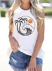 Women's Tanks Women Vacation Tank Top Wave Sunset Coconut Tree Graphic Tees Hawaiian Holiday Summer Sleeveless Shirt White Beach Vest