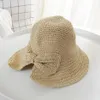 Estate Donna Bowknot Cappello da sole in paglia Moda fine treccia fatta a mano Fedora Beach Ladies Visiera a tesa larga Womens Caps285a