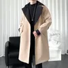 Hommes Trench Coats Jacke Long Manteau Surdimensionné Patchwork Coupe-Vent Grande Poche Mode Pardessus Style