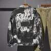 Heren Jackets Street Hip Hop Denim Jacket Fashion Tie Dye Graffiti Print Losse Casual Spring Herfst Top