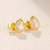 Boucles d'oreilles en forme de larme plaquées or jaune pour bijoux Pandora Ensemble de boucles d'oreilles de mariage en argent sterling 925 pour femmes Boucles d'oreilles en diamant en cristal avec boîte d'origine