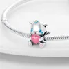 2023 New 925 Sterling Silver Pandora Dangle Charm The Colorful Flower Hummingbird Spring Flower Bracelet Jewelry Accessories DIY Production