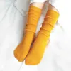 Femme japonaise Chaussettes Bas Mode Coréenne En Gros CHAOZHU Lycée Filles Lâche Solide Couleurs Double Aiguilles À Tricoter Coton Long Pour Les Femmes