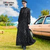 Casual Dresses Autumn Winter England Style Fashion Long Dress Office Lady Lace Evening Wedding Clothing Women Sleeve Runway Black