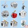 925 breloques en argent sterling pour bijoux pandora perles cadeau gros maison famille garçon fille arbre pomme pendentif